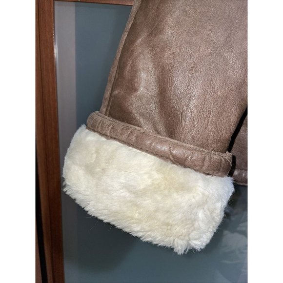 Contempo Casuals Vintage VTG 90s Brown Leather & Shearling Jacket Womens Size S - Picture 4 of 9